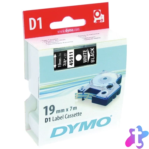 DYMO címke LM D1 alap, 19mm, fehér betű / fekete alap