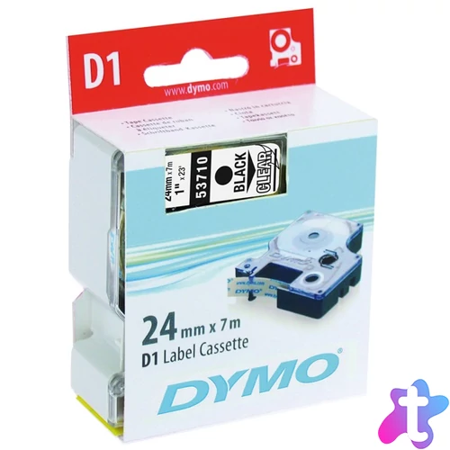 DYMO címke LM D1 alap, 24mm, fekete / víztiszta alap