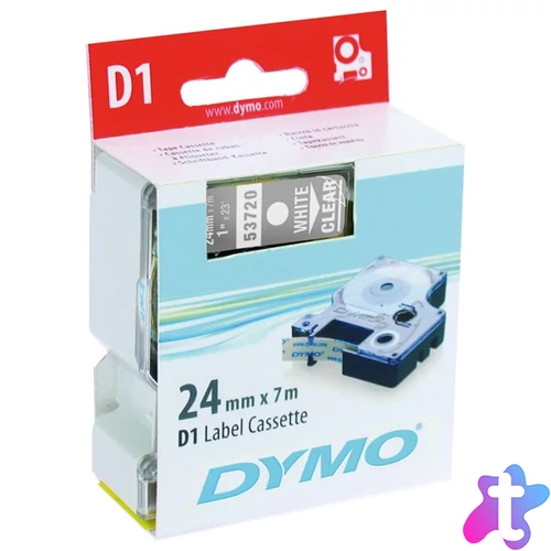 DYMO címke LM D1 alap, 24mm, fehér betű / víztiszta alap