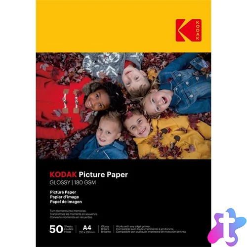 KODAK Picture fotópapír - High Gloss 180g, A4, 21x29,7cm, 50db