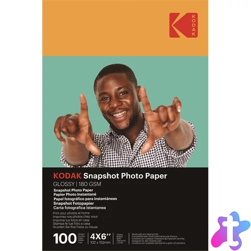 KODAK Snapshot fotópapír, fényes, A6, 10x15cm, 180g, 100db