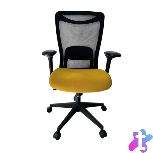 Aarven, Fekete/Sárga, 4D kartámasz, Deréktámasz, irodai szék