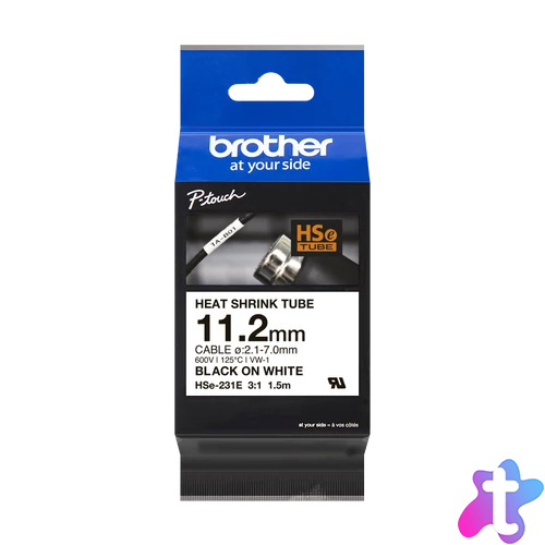 Brother HSe-231E 11,2 mm széles 1,5 méter hosszú szalagkazetta