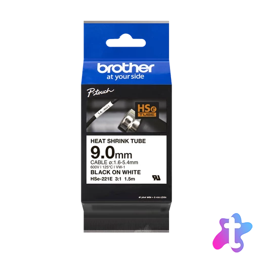 Brother HSe-221E 9mm széles 1,5 méter hosszú szalagkazetta
