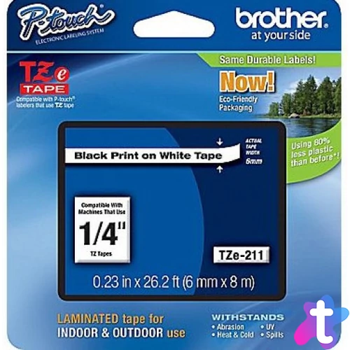 Brother TZe-211 6 mm széles 8 m hosszú szalagkazetta