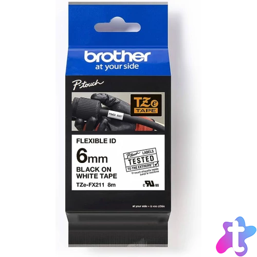 Brother TZe-FX211 6 mm széles 8m hosszú szalagkazetta