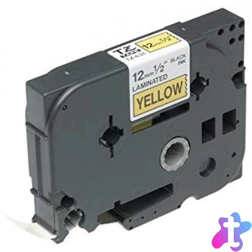 Utángyártott BROTHER TZe631 szalagkazetta 12mm x 8m sárga alapon fekete felirat