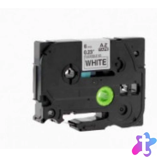 Utángyártott BROTHER TZeFX211 szalagkazetta 6mm x 8m fehér alapon fekete felirat flexi IK