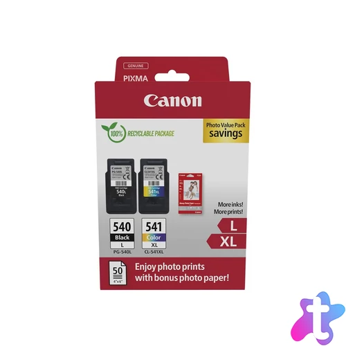Canon PG-540L (1x11 ml) + CL-541XL (1x15 ml) + 50 lap GP501 10x15 fényes fotópapír Multipack