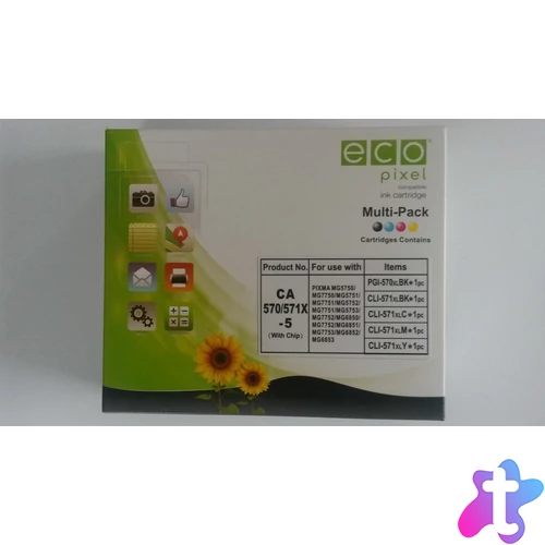 Utángyártott CANON CLI-571XL Tintapatron Multipack BKCMY 5db-os ECOPIXEL BRAND