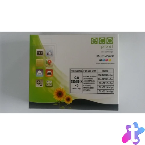 Utángyártott CANON CLI-521 Tintapatron Multipack BKCMY 5 db-os  ECOPIXEL