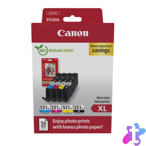 Canon CLI-551XL C/M/Y/Bk Tintapatron Multipack