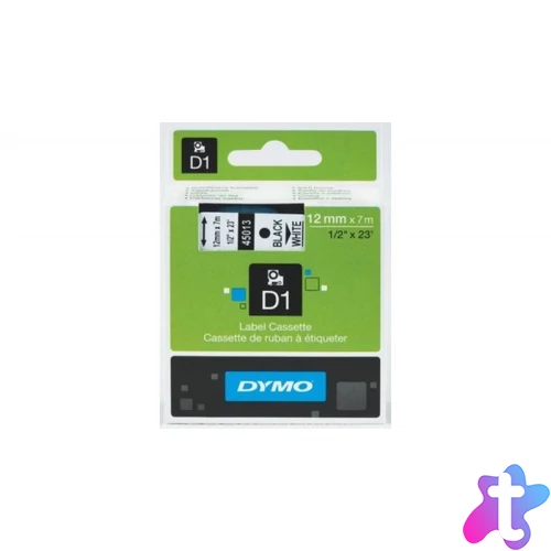 DYMO D1 45013 f.szalag 12mm x 7m fehér-fekete (Eredeti)