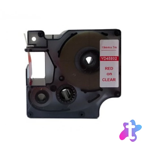 Utángyártott DYMO D1 45802 19mm x 7m átlátszó-piros