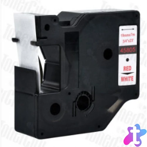 Utángyártott DYMO D1 45805 19mm x 7m fehér-piros #S0720850