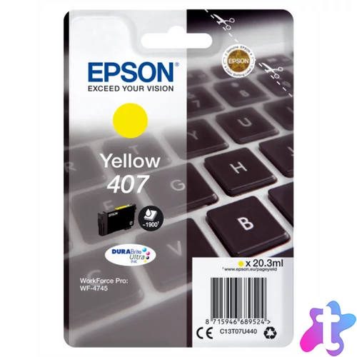 Epson T07U4 Tintapatron Yellow 20,3ml No.407