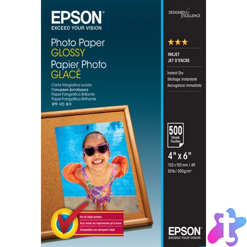 Epson fényes fotópapír (10x15, 500 lap, 200g)