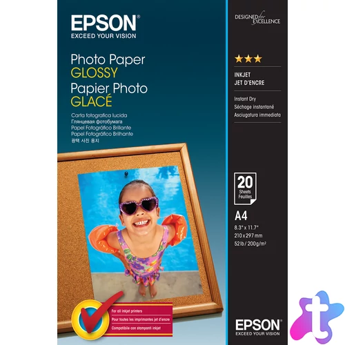 Epson fényes fotópapír (A4, 20 lap, 200g)