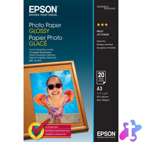 Epson fényes fotópapír (A3, 20 lap, 200g)