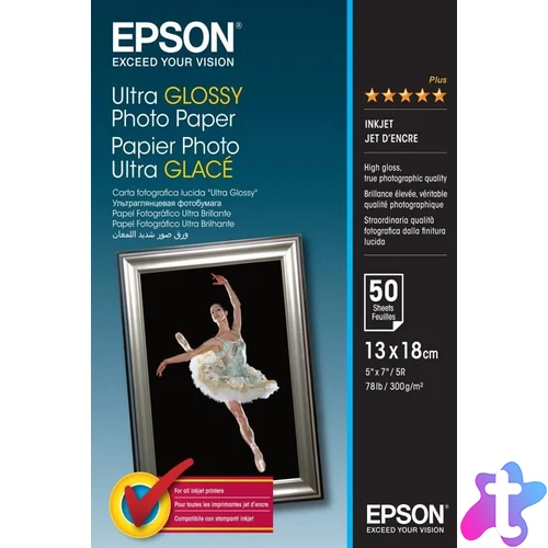 Epson ultra fényes fotópapír (13x18, 50 lap, 300g)