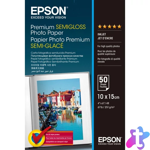 Epson selyemfényű fotópapír (10x15, 50 lap, 251g)