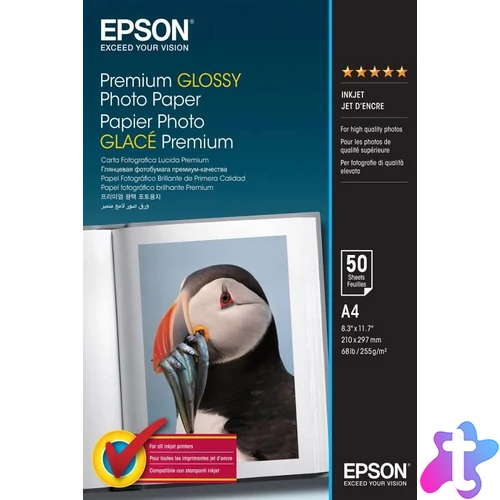 Epson prémium fényes fotópapír (A4, 50 lap, 255g)
