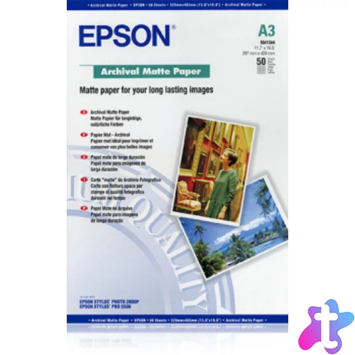 Epson matt archiváló fotópapír (A3, 50 lap 192g)