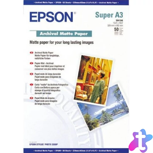 Epson matt archiváló fotópapír (A3+, 50 lap, 192g)