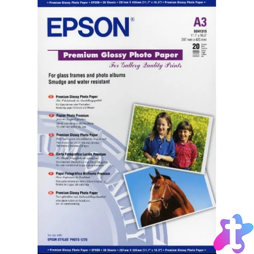 Epson prémium fényes fotópapír (A3, 20 lap, 255g)