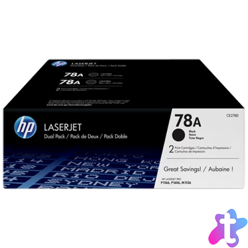 HP CE278AD Toner Black 2*2.100 oldal kapacitás No.78A