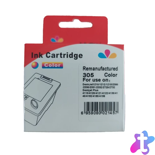 Utángyártott HP 3YM63AE Tintapatron Color No.305XL WHITE BOX show ink level