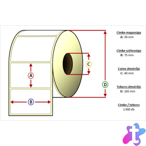 Tekercses THERMO címke 50x75mm 1200 db/tekercs
