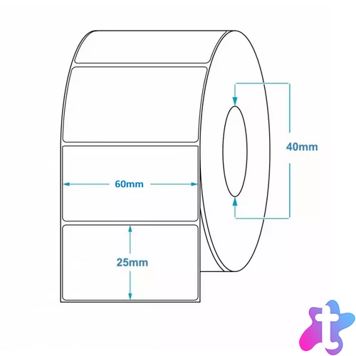 Tekercses PAPÍR címke 60x25 mm 2500 db/tekercs