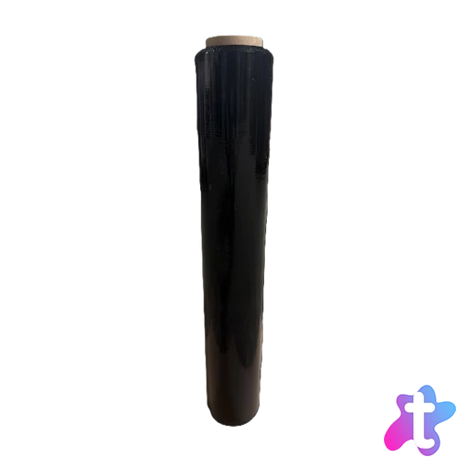 Kézi stretch fólia (Nyújtható, 23 mikron, Fekete), 109m, 1,15kg fólia, 1,5 kg/tekercs