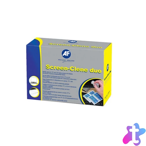 AF Tisztítókendő, képernyőhöz, 20 db nedves-száraz kendőpár, "Screen-Clene Duo"