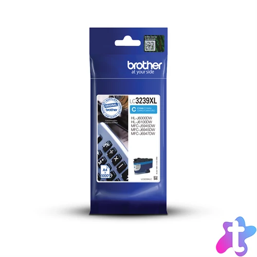 BROTHER Tintapatron LC3239XLC, Szuper nagy töltetű - 5000 oldal, Cián