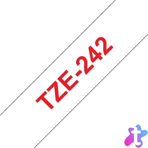 BROTHER szalag TZe-242, Fehér alapon Piros, Laminált, 18mm  0.7", 8 méter