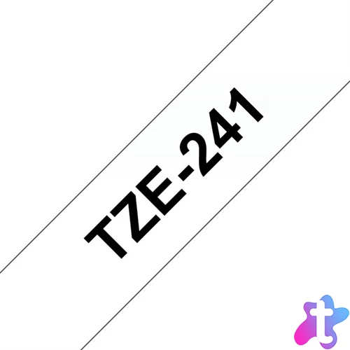 BROTHER szalag TZe-241, Fehér alapon Fekete, Laminált, 18mm  0.7", 8 méter