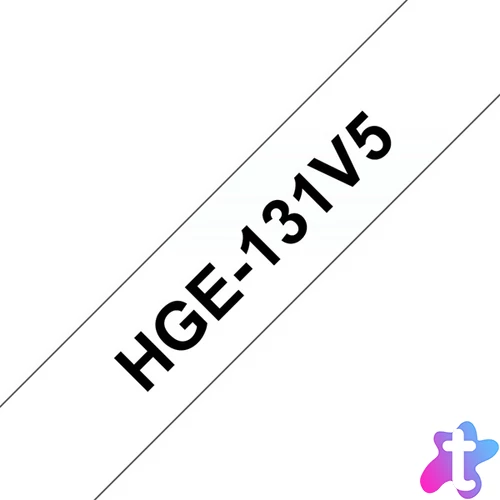 BROTHER szalag HGe-131, Átlátszó alapon Fekete, Nagy sebességű, 12mm  0.47", 8 méter, 5db/csomag