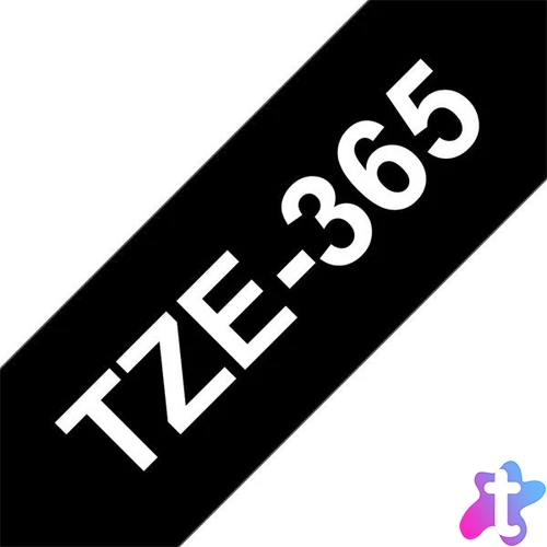 BROTHER szalag TZe-365, Fekete alapon Fehér, Laminált, 36mm  1.4", 8 méter