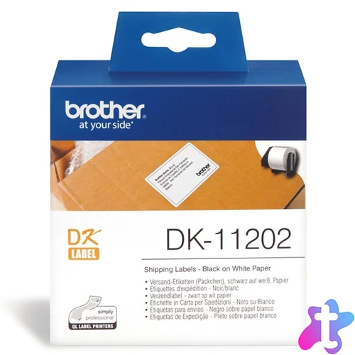 BROTHER Etikett címke DK-11202, 62mm x 100mm, Elővágott (stancolt), Papír címke, Fehér alapon fekete, 300 db