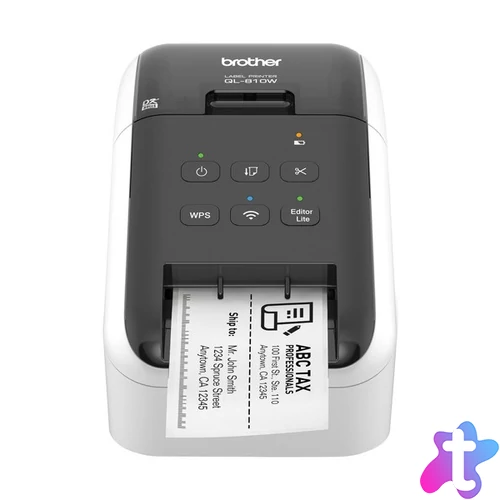 BROTHER Címkenyomtató QL-810WC, asztali, thermál, Fekete/Piros nyomtatás, 148 mm/mp, WiFi/USB, 300dpi, PTE Lite, DK