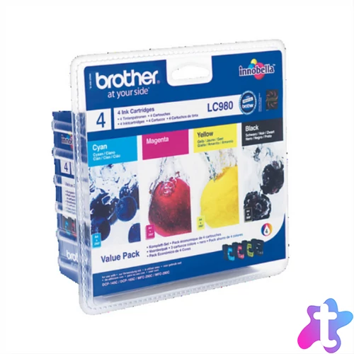Brother Tintapatron LC980VALBP, Tintapatron csomag: Fekete - 300 oldal, Cián / Magenta / Sárga - 260 oldal