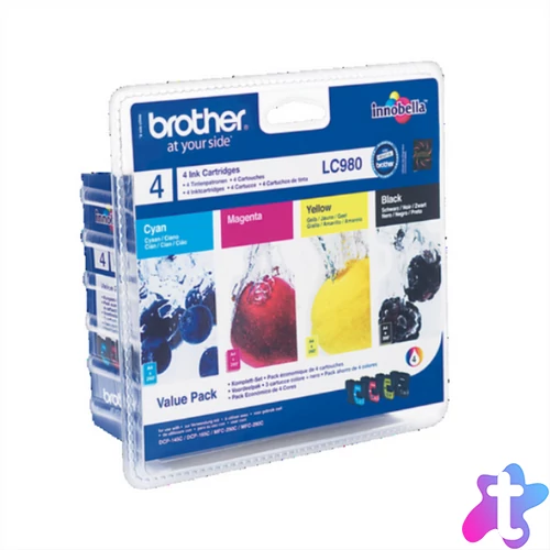 Brother Tintapatron LC980VALBP, Tintapatron csomag: Fekete - 300 oldal, Cián / Magenta / Sárga - 260 oldal
