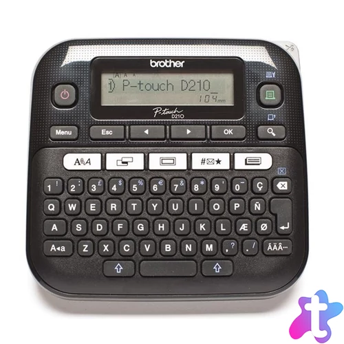 BROTHER Címkenyomtató PT-D210, asztali, QWERTY billentyűzet, TZ tapes 3,5-12 mm, grafikus kijelző