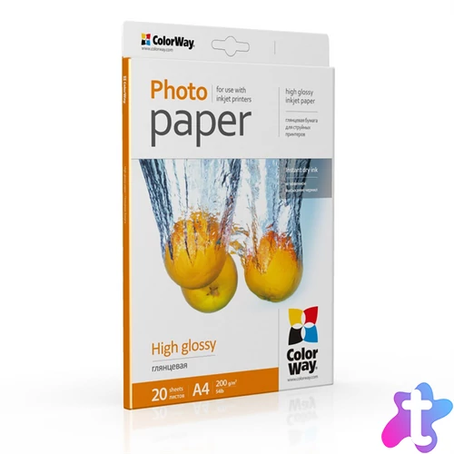 COLORWAY Fotópapír, magasfényű (high glossy), 200 g/m2, A4, 20 lap
