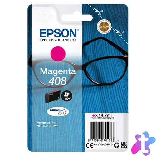 EPSON Tintapatron DURABrite Ultra tinta / Spectacles – 408/408L (Standard, Magenta)
