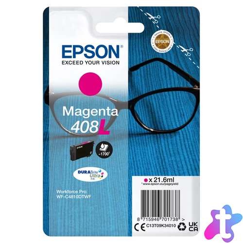 EPSON Tintapatron DURABrite Ultra tinta / Spectacles – 408/408L (XL, Magenta)