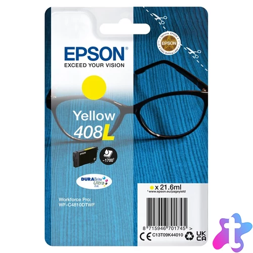 EPSON Tintapatron DURABrite Ultra tinta / Spectacles – 408/408L (XL, Yellow)