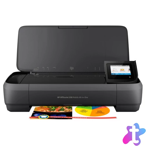 HP Tintasugaras MFP NY/M/S Officejet 250 mobil, USB/Wi-Fi, A4, 10lap/perc(FF;ISO), Hordozható, Akku
